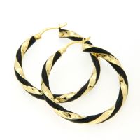 Creolen Silber 925 vergoldet & Lack schwarz