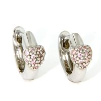 Scharniercreolen Silber 925 rhodiniert Herz pink-Zirconia 