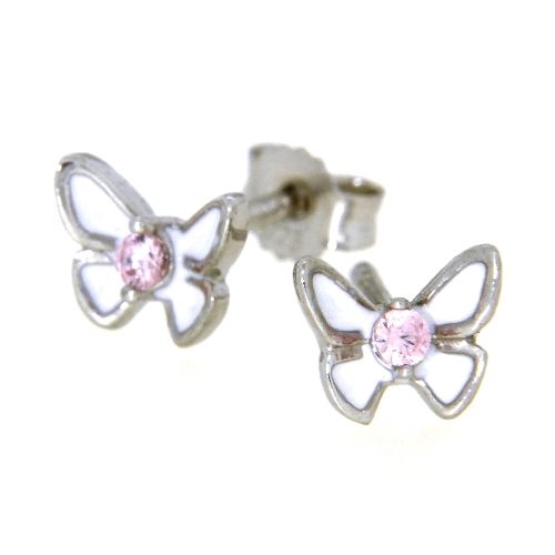 Ohrstecker Silber 925 rhodiniert Schmettering weiß lackiert