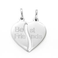 Partneranhänger Silber 925 rhodiniert Herz mit Gravur Best Friends