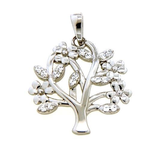 Anhänger Silber 925 rhodiniert Lebensbaum Zirkonia