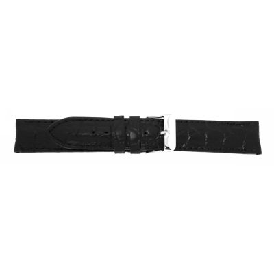 Uhrarmband Leder 18mm Wasserfest (WF) schwarz Edelstahlschließe