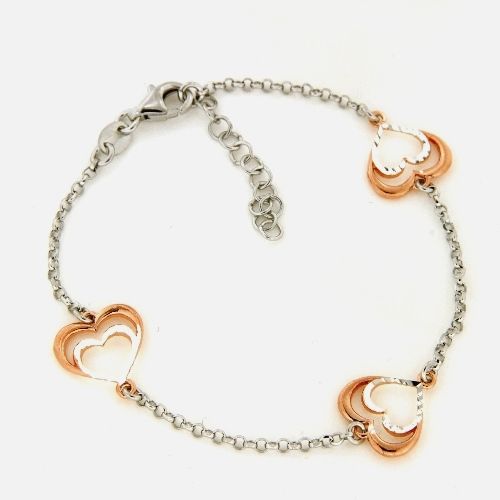 Armband Silber 925 rhodiniert &amp; rosé vergoldet 17 cm + 2 cm