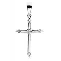 Anhänger Kreuz 750 Weißgold mit 5 Brillanten