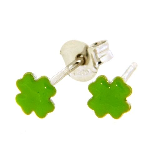 Ohrstecker Silber 925 rhodiniert Kleeblatt lackiert