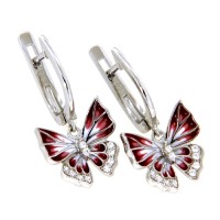 Scharniercreolen Silber 925 rhodiniert Emaille Schmetterling