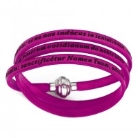 AMEN Armband 60 cm Leder magenta VATER UNSER Latein PNLA10-60