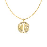 Names4ever Anhänger Gold 585 rund durchbrochen Monogramm mit Rand 25 mm