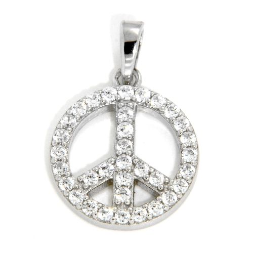 Anhänger Silber 925 rhodiniert peace