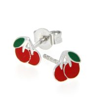 Ohrstecker Silber 925 rhodiniert Kirschen 