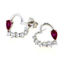 Ohrstecker Silber 925 rhodiniert Herz 