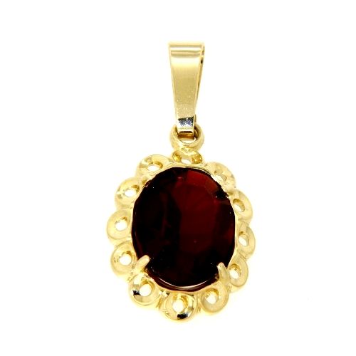 Anhänger Gold 333 rubinfarbener Kristall