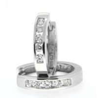 Scharniercreolen Silber 925 rhodiniert Zirkonia weiß