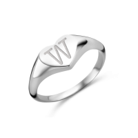 Names4ever Siegelring Silber 925 Damen herzförmig mit einem Initial ZZR3009