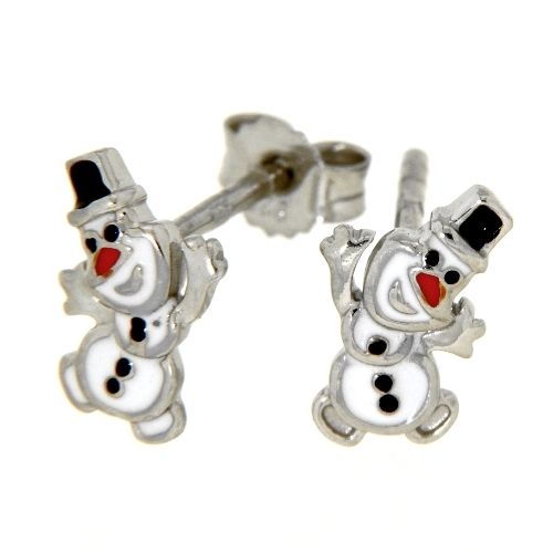 Ohrstecker Silber 925 rhodiniert Schneemann
