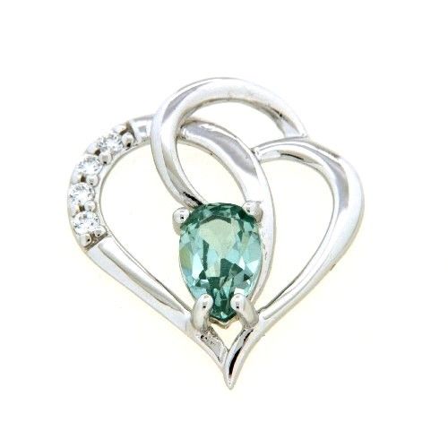 Anhänger Silber 925 rhodiniert Herz Zirkonia und Zirkonia-grün