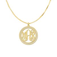 Names4ever Anhänger Gold 585 rund durchbrochen Monogramm mit Rand 33 mm