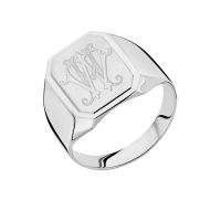 Names4ever Siegelring Silber 925 Herren achteckig mit Monogramm ZZR8049