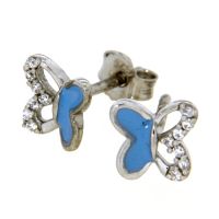 Ohrstecker Silber 925 rhodiniert Schmetterling blau lackiert
