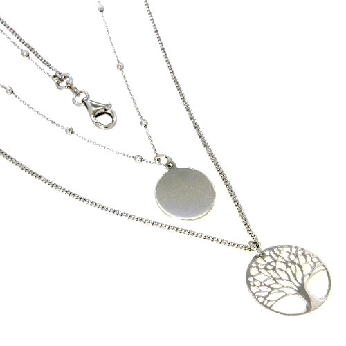 Kette Silber 925 rhodiniert 42 cm + 3 cm Lebensbaum