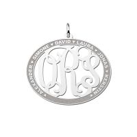 Names4ever Anhänger Silber 925 oval Monogramm mit Rand-Gravur 37x30 mm