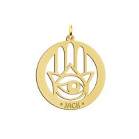 Names4ever Namensanhänger Gold 585 Hamsa Hand mit Gravur