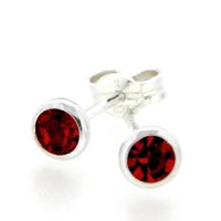 Ohrstecker Silber 925 Glas rot 4mm