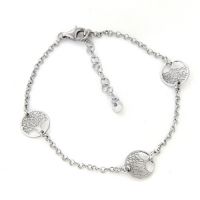 Armband Silber 925 rhodiniert 17 cm + 3 cm Lebensbäume