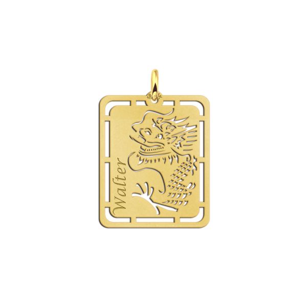 Names4ever Namensanhänger Gold 585 Chinesischer Drachen mit Gravur