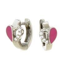 Scharniercreolen Silber 925 rhodiniert Herz Zirkonia