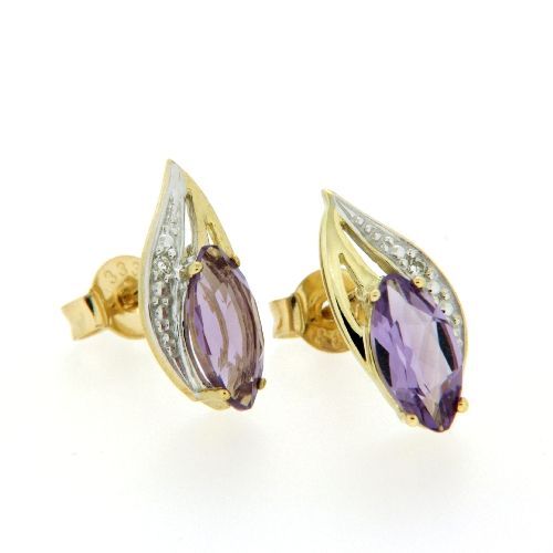 Ohrstecker Gold 333 Amethyst &amp; Brillant