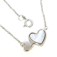 Collier Silber 925 rhodiniert 42+3 cm Perlmutt Herzen 