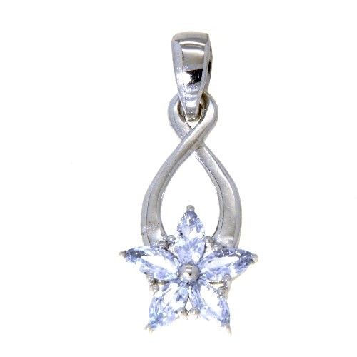 Anhänger Silber 925 rhodiniert synthetischer hellblauer Spinell
