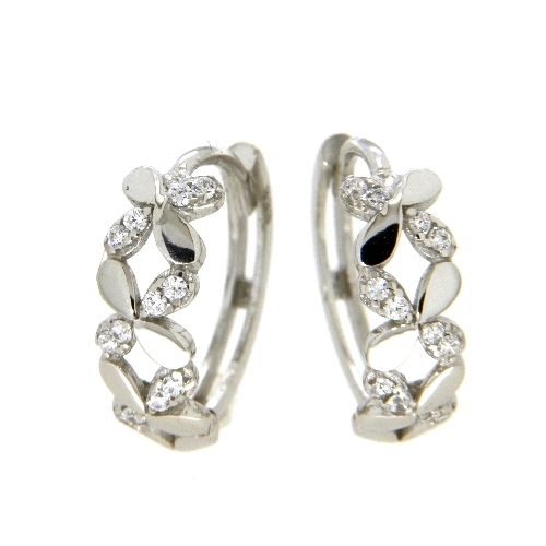 Scharniercreolen Weißgold 333 Zirkonia