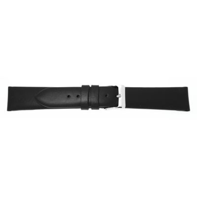 Uhrarmband Leder 20mm schwarz Edelstahlschließe