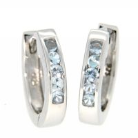 Scharniercreolen Silber 925 rhodiniert Zirkonia -hellblau