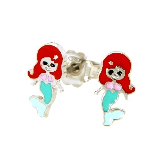 Ohrstecker Silber 925 rhodiniert Meerjungfrau lackiert