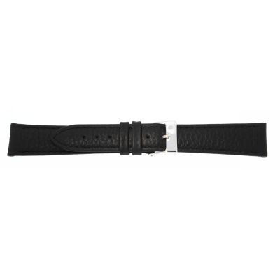 Uhrarmband Leder 22mm extralang (XL) schwarz Edelstahlschließe