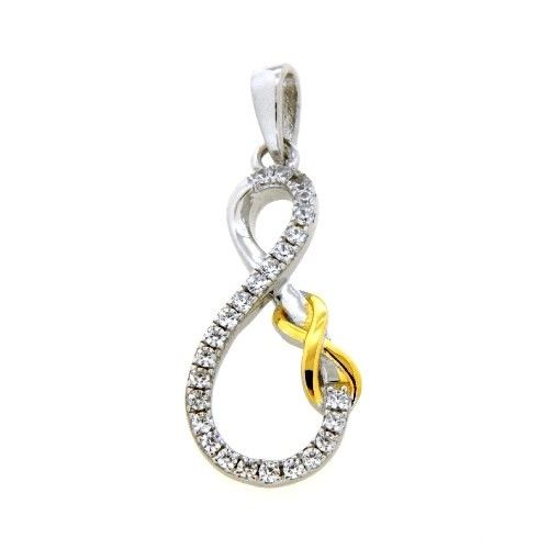 Anhänger Silber 925 rhodiniert und vergoldet Zirkonia Unendlichkeit