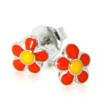 Ohrstecker Silber 925 Blume orange / gelb 