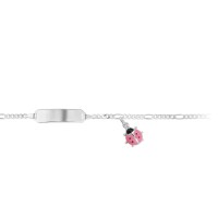 Identitäts-Armband Figaro mit Marienkäfer 1,9 mm 925 Silber weiß 14 cm