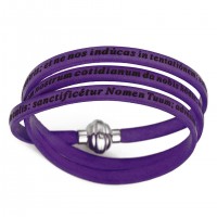 AMEN Armband 60 cm Leder lila VATER UNSER Latein PNLA09-60