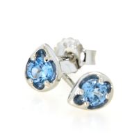 Ohrstecker Silber 925 rhodiniert synth. Spinell hellblau