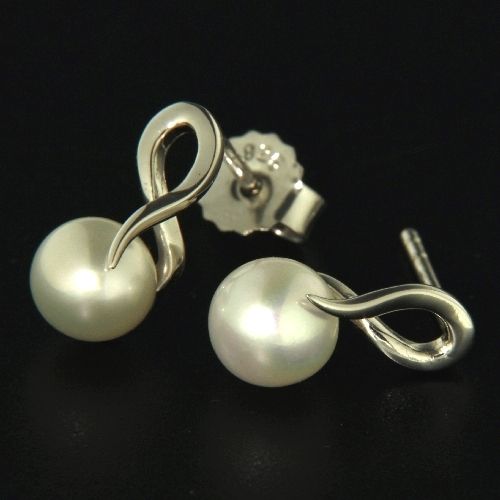 Ohrstecker Silber 925 rhodiniert Süßwasserperle