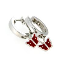 Scharniercreolen Silber 925 rhodiniert Schmetterling rot 