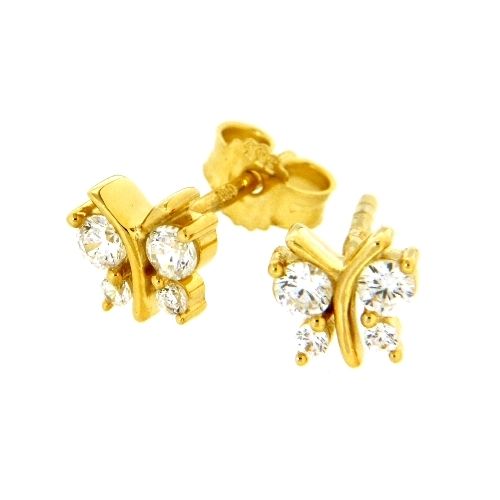 Ohrstecker Gold 333 Schmetterling Zirkonia