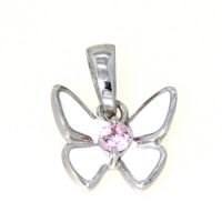 Anhänger Silber 925 rhodiniert Schmetterling weiß lackiert 