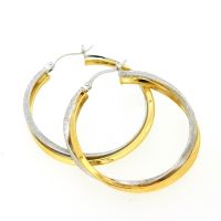 Creolen Silber 925 bicolor rhodiniert 35mm