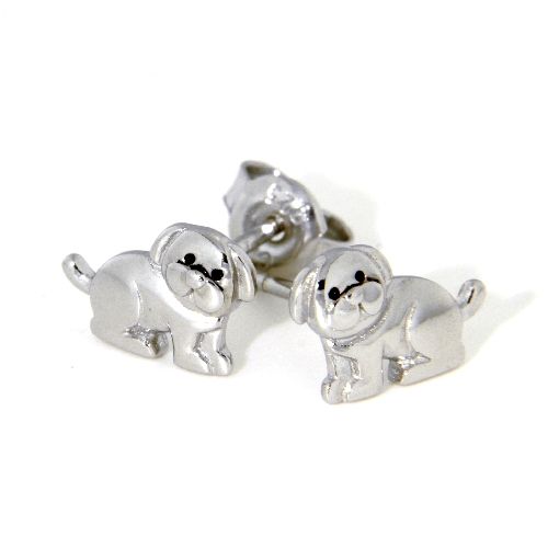 Ohrstecker Silber 925 rhodiniert Hund