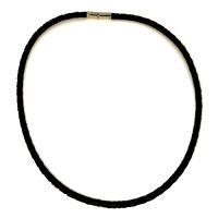 Ledercollier (4mm) Edelstahl 42 cm Bajonettverschluss schwarz